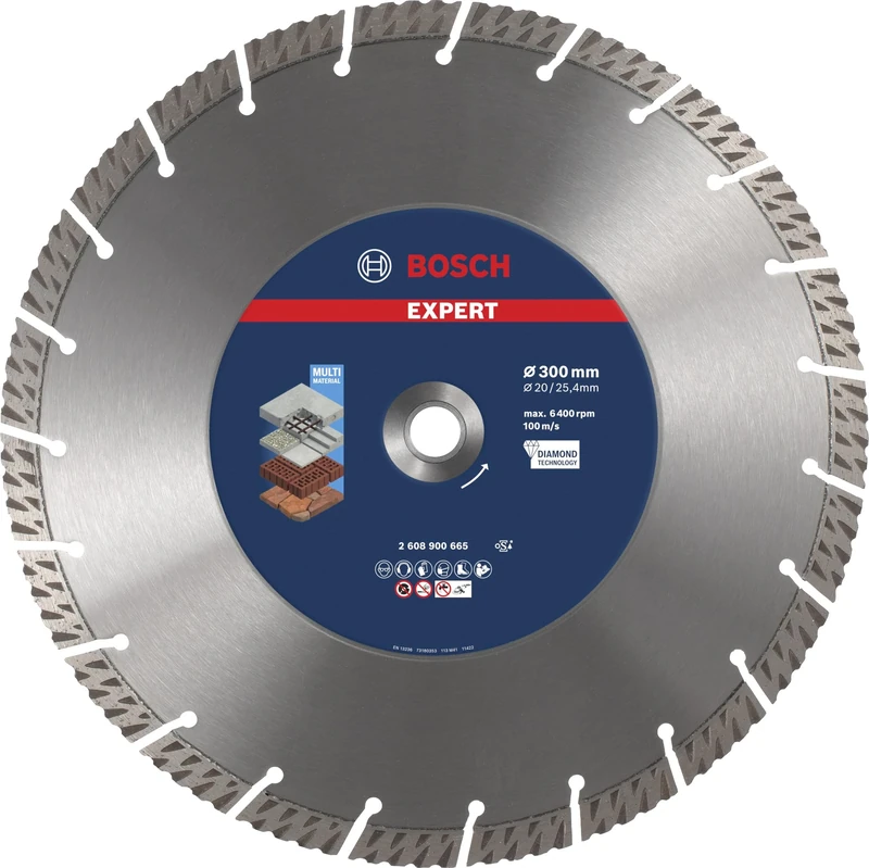 Bosch 1x EXPERT Multi Material Diamond Cutting Disc (for Concrete, Reinforced concrete, Ø 300 mm, Professional Accessory Table Circular Saw, Petrol Saw)