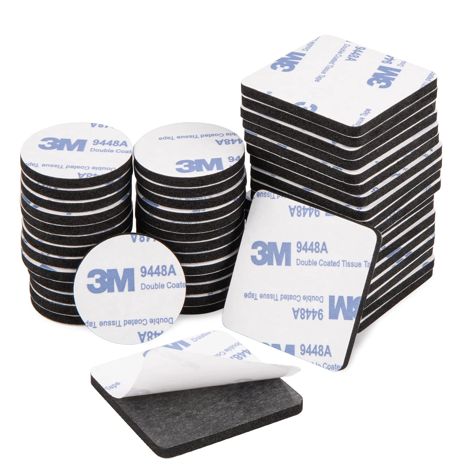 ZISMA Double Sided Sticky Pads 50 Pcs Heavy Duty Strong Mounting Adhesive Foam Pads Waterproof Double Sided Tape Square (40mm x 40 mm) & Round (30mm)