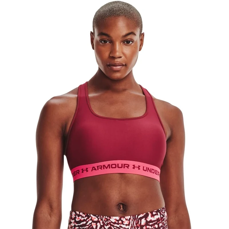 Under Armour Women's Standard Crossback Mid Bra, Black Rose (664)/Black, 2X