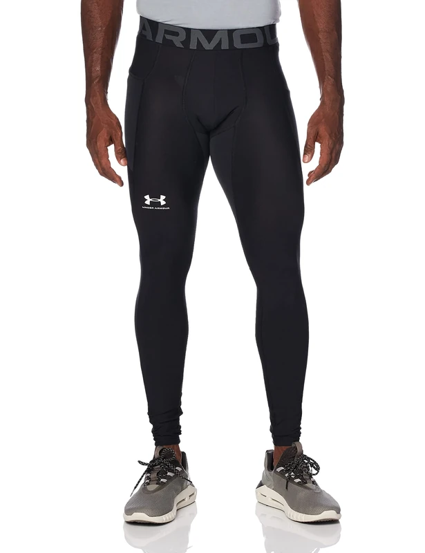Under Armour Men's Standard HeatGear Leggings, Black (001)/White, X-Large Tall
