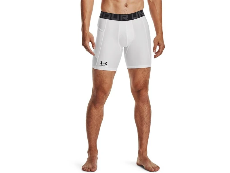 Under Armour Men's HeatGear Kompressionsshorts Shorts, White (100)/Black, S Long