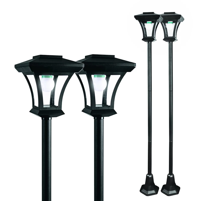 GardenKraft 19509 2PK LED Lamp Post/Adjustable Height 1.6m Max/Elegant Garden Ornament/Outdoor Solar Powered Light Feature/Traditional Victorian Style / IP44 Weatherproof