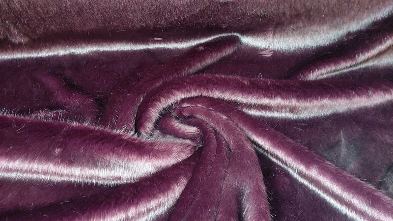 Super Luxury Faux Fur Fabric Material - Swiss Burgundy Black, 1Mtr - 150cmx100cm - 60"x39" in