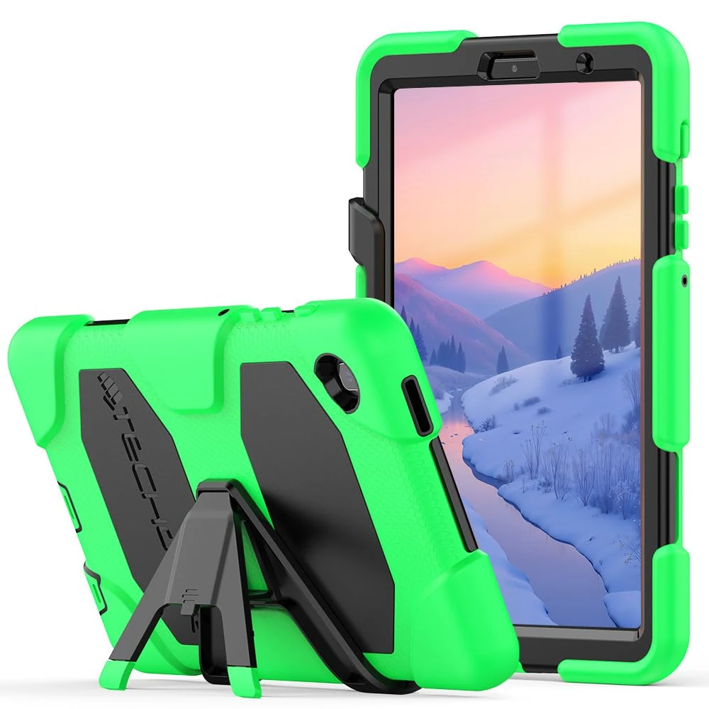TECHGEAR G-SHOCK Case Fits Samsung Galaxy Tab A7 Lite 8.7" 2021 (SM-T220 / SM-T225) Tough Rugged HEAVY DUTY Armour Shockproof Impact Survival Case with Stand, Kids Schools Builders Workman Case -GREEN