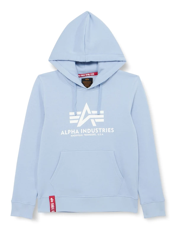 Alpha Industries Basic Hoody Hooded Sweat for Men Light Blue