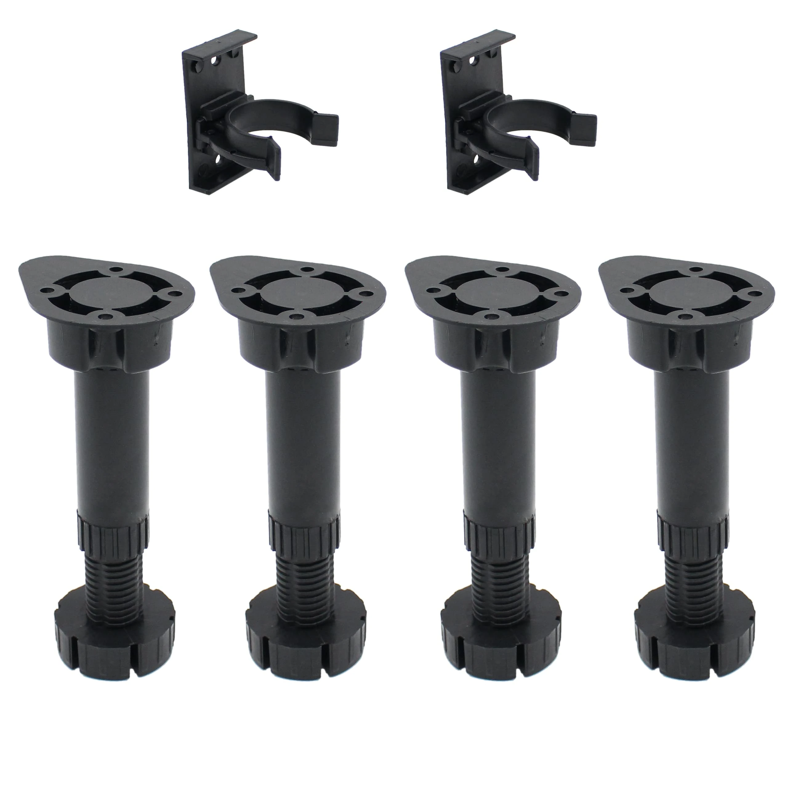 EAI Kitchen Unit Cabinet Legs | Adjustable Height 120mm to 150mm | Black Plastic | Includes Plinth Clips – 32 Pack