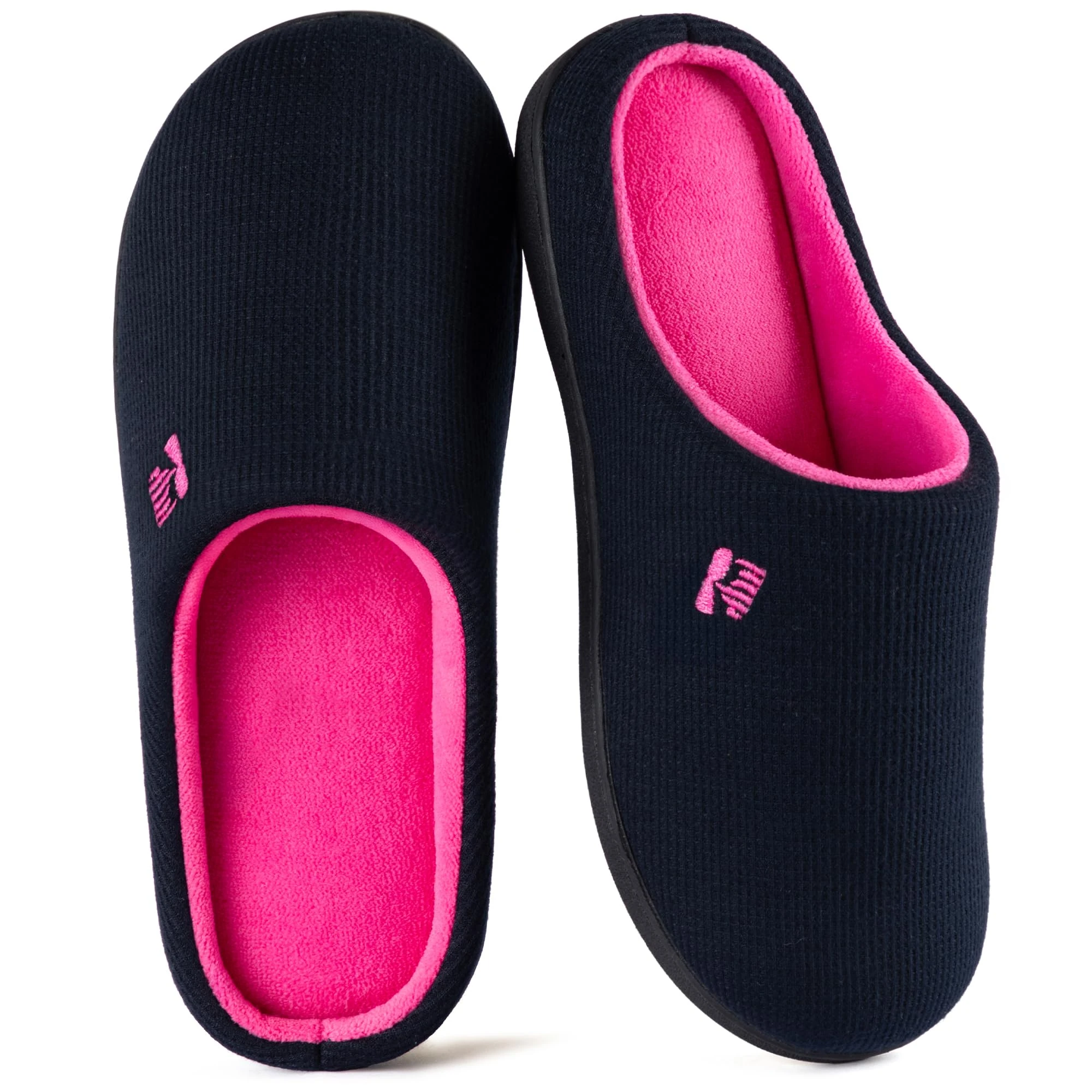 RockDove Women's Original Two-Tone Memory Foam Slipper, Size 3/4 UK Women, Dark Navy and Fuscia