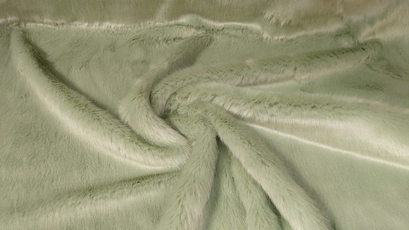 Super Luxury Faux Fur Fabric Material - Lichen Green, 1Mtr - 150cmx100cm - 60"x39" in