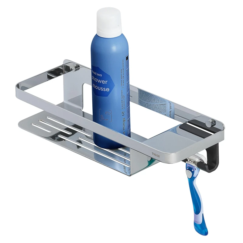 Tiger Caddy, Shower basket with towel hook 32 cm, Chrome, 106x320x72mm