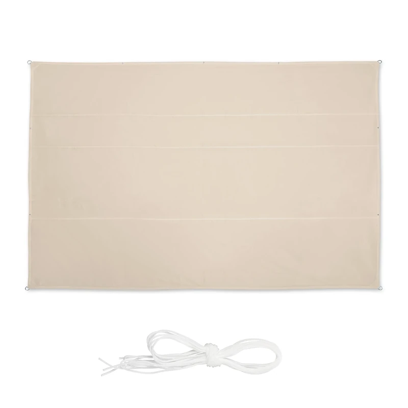 Relaxdays Rectangular Sun Shade Sail 5 x 7 m Waterproof UV Resistant with Tension Ropes Patio Balcony Beige