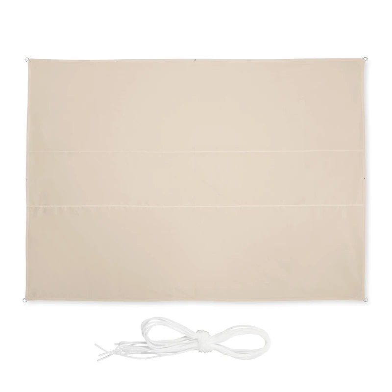 Relaxdays shade sail, rectangular, water-repellent, UV protection, canopy, with ropes, terrace, 4.5 x 3.5 m, beige, Polyester