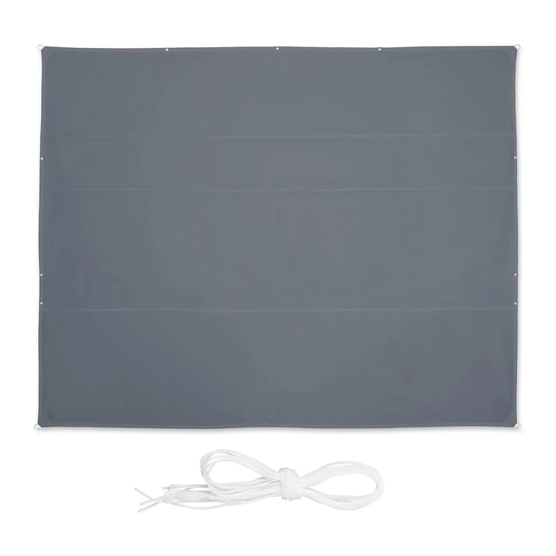 Relaxdays shade sail, rectangular, water-repellent, UV protection, awning, canopy, for patio, terrace, 6 x 5 m, grey, Polyester, 0.5 x 600 x 500 cm