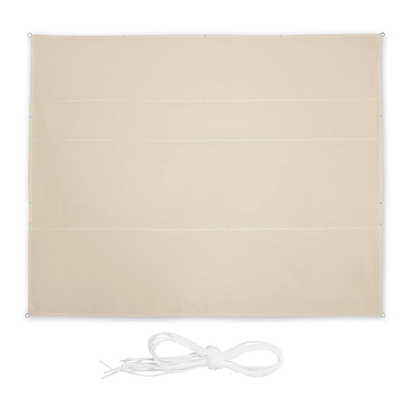Relaxdays Rectangular Sun Shade Sail 5 x 6 m Waterproof UV Resistant with Tension Ropes Patio Balcony Beige