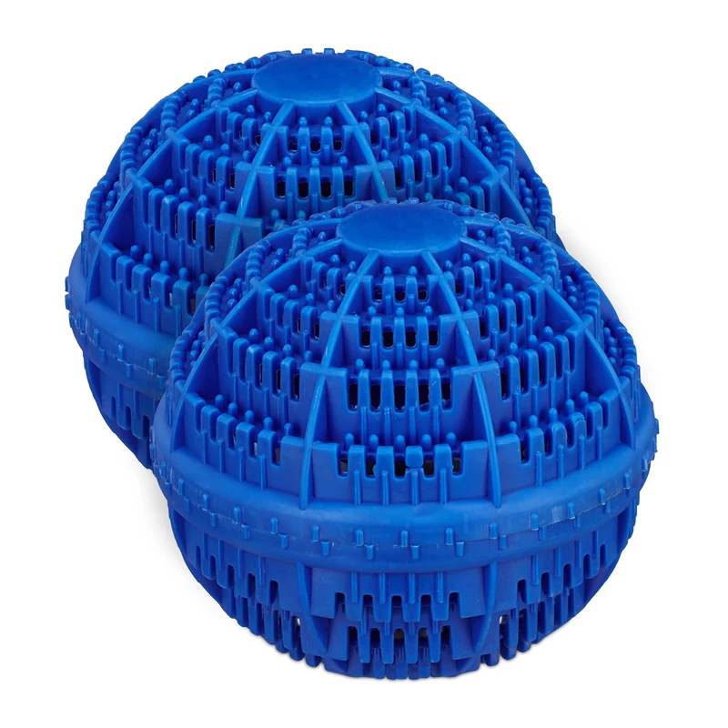 Relaxdays Laundry Ball, Set of 2, for Washing Machine, Washing without Detergent, Eco-friendly, Washing Ball, Blue