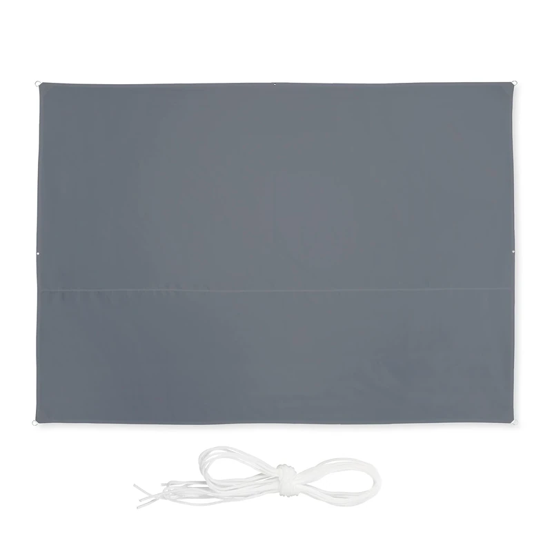 Relaxdays 2.5 x 3.5 m rectangular awning, water-repellent, UV-resistant, with tensioning ropes, terrace, balcony, grey