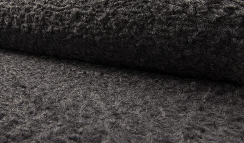 Super Luxury Faux Fur Fabric Material Curly Teddy - DK Grey, 1Mtr - 150cm x 100cm - Image 1