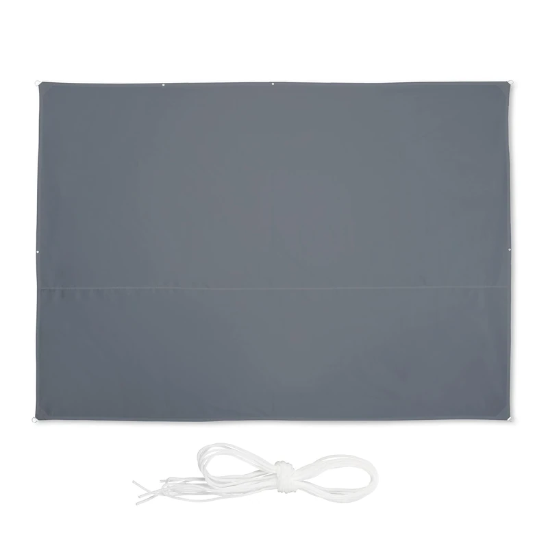 Relaxdays shade sail, rectangular, water-repellent, UV protection, awning, canopy, for patio, terrace, 4.5 x 3.5 m, grey, Polyester, 3.5 x 4.5 m