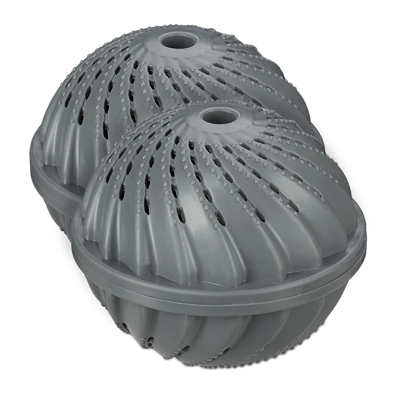 Relaxdays Laundry Ball, Set of 2, for Washing Machine, Washing without Detergent, Eco-friendly, Washing Ball, Grey