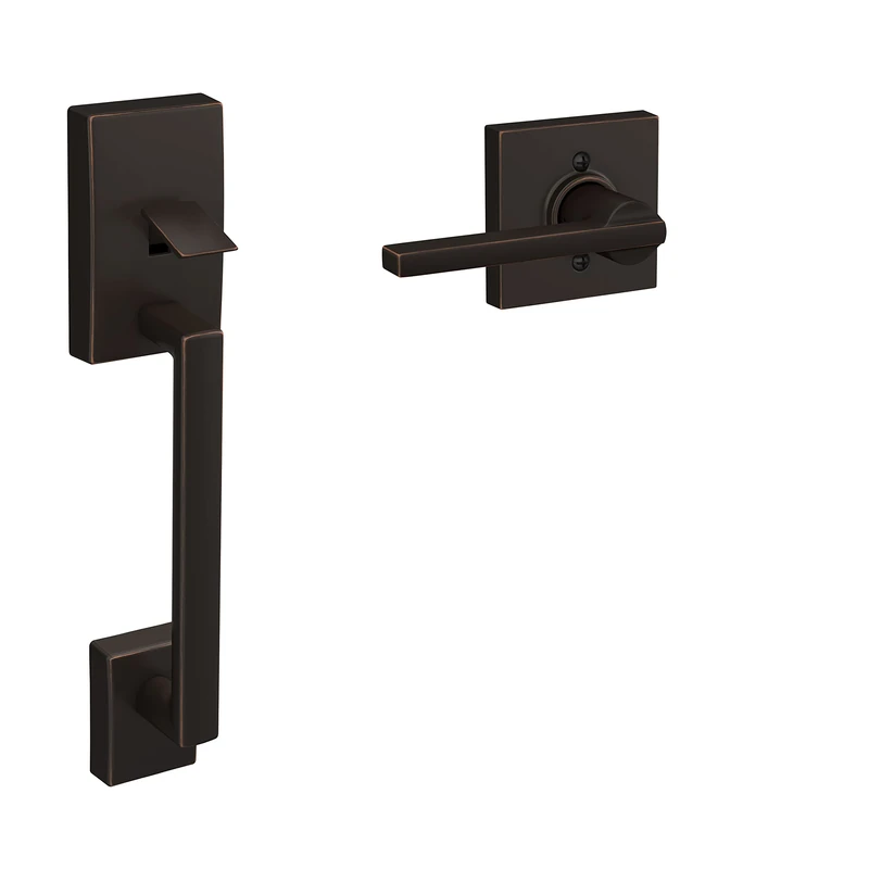 SCHLAGE FE285 CEN 716 LAT COL 16-080 10-027 134 Front Entry Handleset Interior, Collins Trim, Aged Bronze