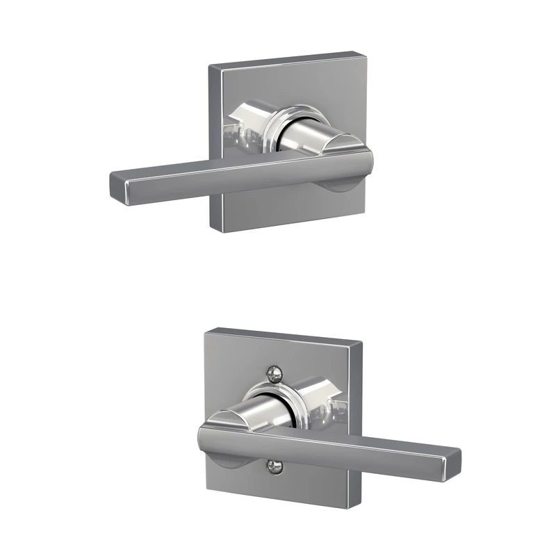 SCHLAGE F10 LAT 625 COL Latitude Lever with Collins Trim Hall & Closet Passage Door Lock, Bright Chrome