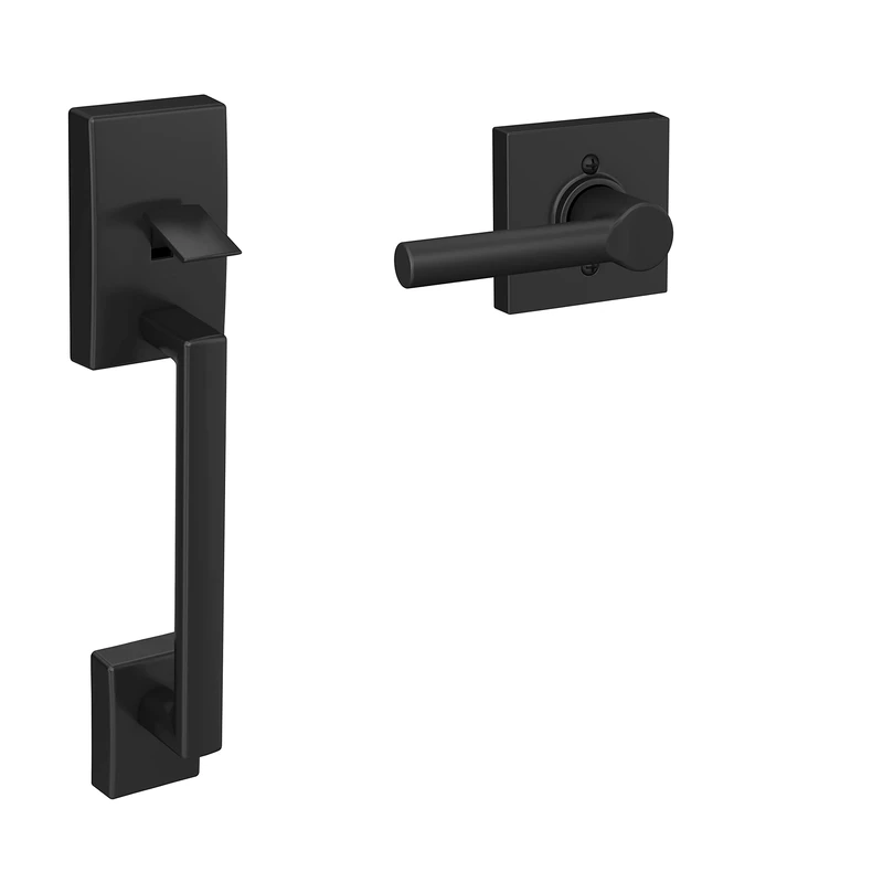 SCHLAGE FE285 CEN 622 BRW COL Century Front Entry Handle and Broadway Lever with Collins Trim Lower Half Grip, Interior, Matte Black