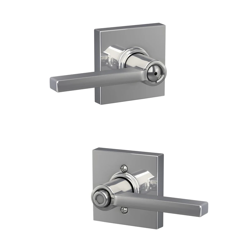 SCHLAGE F40 LAT 625 COL Latitude Lever with Collins Trim Bed & Bath Privacy Door Lock, Bright Chrome - Image 1