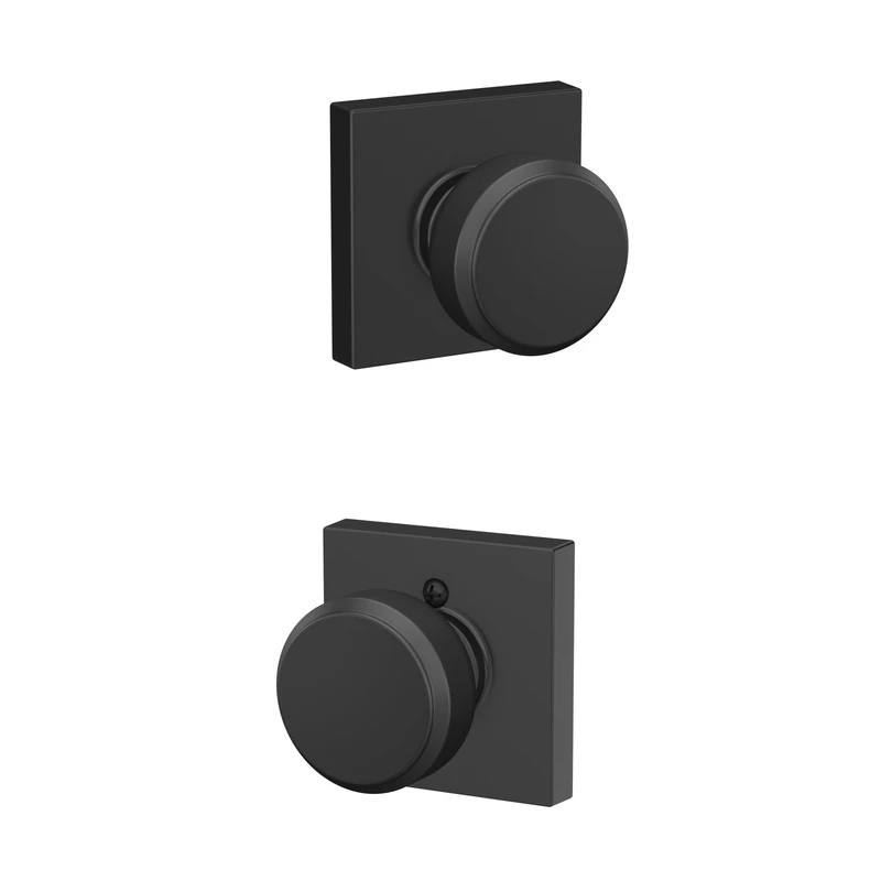 Schlage F10 BWE 622 COL Bowery Knob with Collins Trim Hall & Closet Passage Door Lock, Matte Black