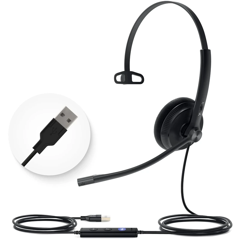Yealink UH34 Lite USB Headset,Teams Certified,Noise-Canceling Mic,USB-A