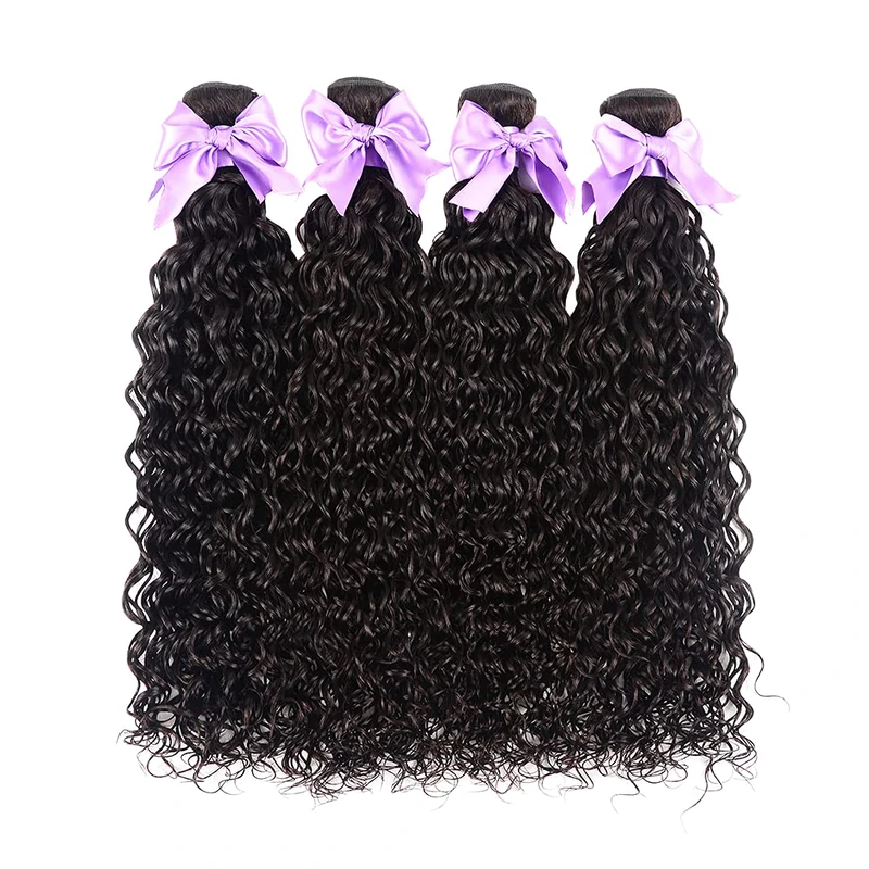 Brazilian Virgin Hair Bundles - Water Wave Human Hair (16-22) 9A Unprocessed 100% Human Hair Weave, Wet & Wavy, Can Be Dyed, Deep Curly, Natural Color
