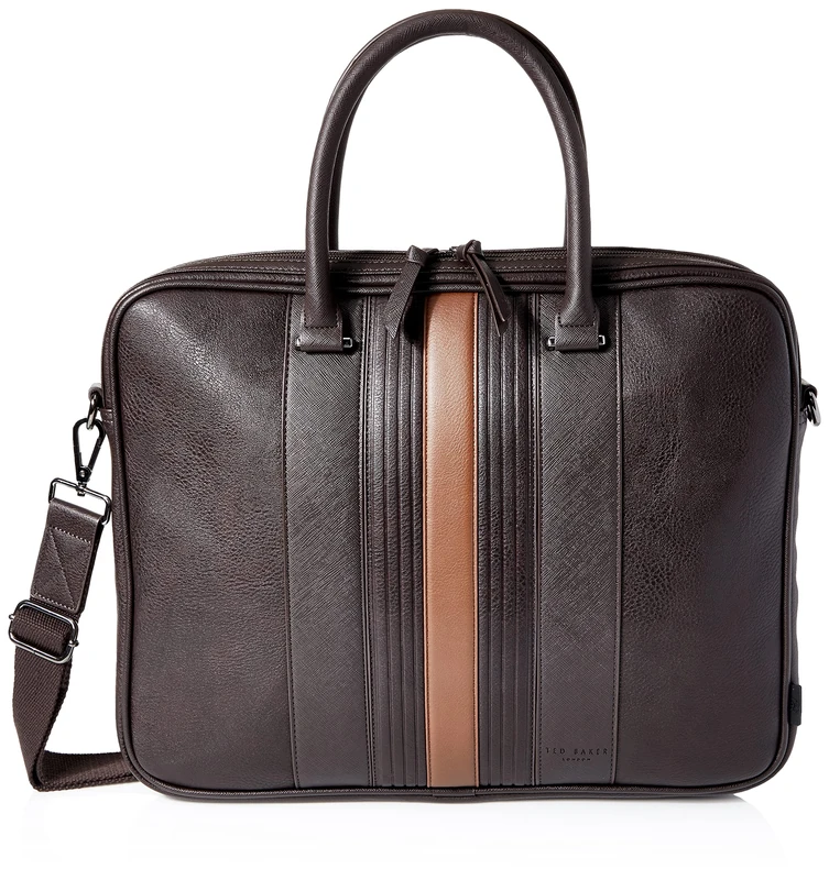 Ted Baker London NEVVER-Striped PU Document Bag, BRN-CHOC - Image 1