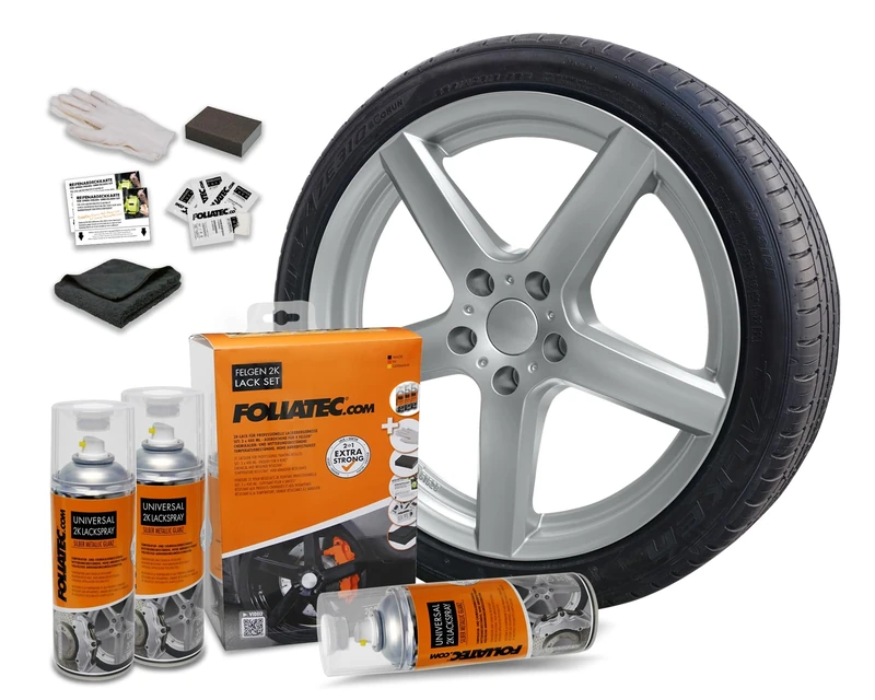 Foliatec Universal 2C Spray Paint Kit - silver metallic glossy 3x400ml