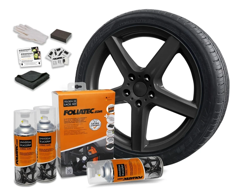 Foliatec Universal 2C Spray Paint Kit - black glossy 3x400ml