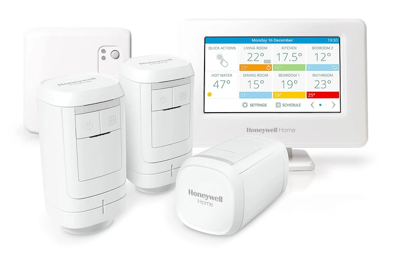 Honeywell Home THR99C3013 evohome Smart WiFi Thermostat Boiler Relay Box and and 3 Wireless Control Radiator Heads, White, 215 X 170 X 112 mm
