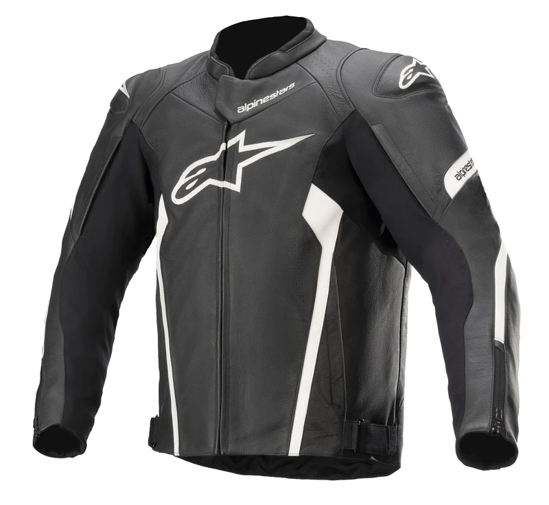 Alpinestars Men's Faster V2 Leather Jacket Black/White, 54 (EU)