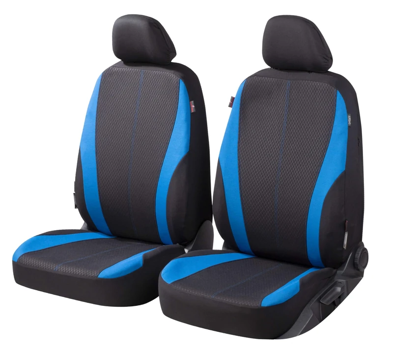 Walser Dundee Car Seat Covers with Zip, Zipp-IT Protective Covers, 2 Front Seat Covers, Black/Blue 11855