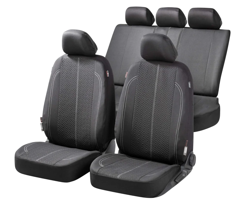 Walser Tratto Car Seat Covers with Zip, Zipp-IT Protective Covers Complete Set, 2 Front Seat Covers, 1 Rear Seat Cover, Black, 11854