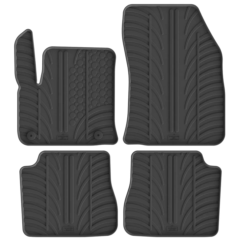 GLEDRING Set of Rubber Mats Compatible with Peugeot e-2008 II 2020- & Citroën e-C4 III 2020- (T Profile 4-Piece Set + Mounting Clips)