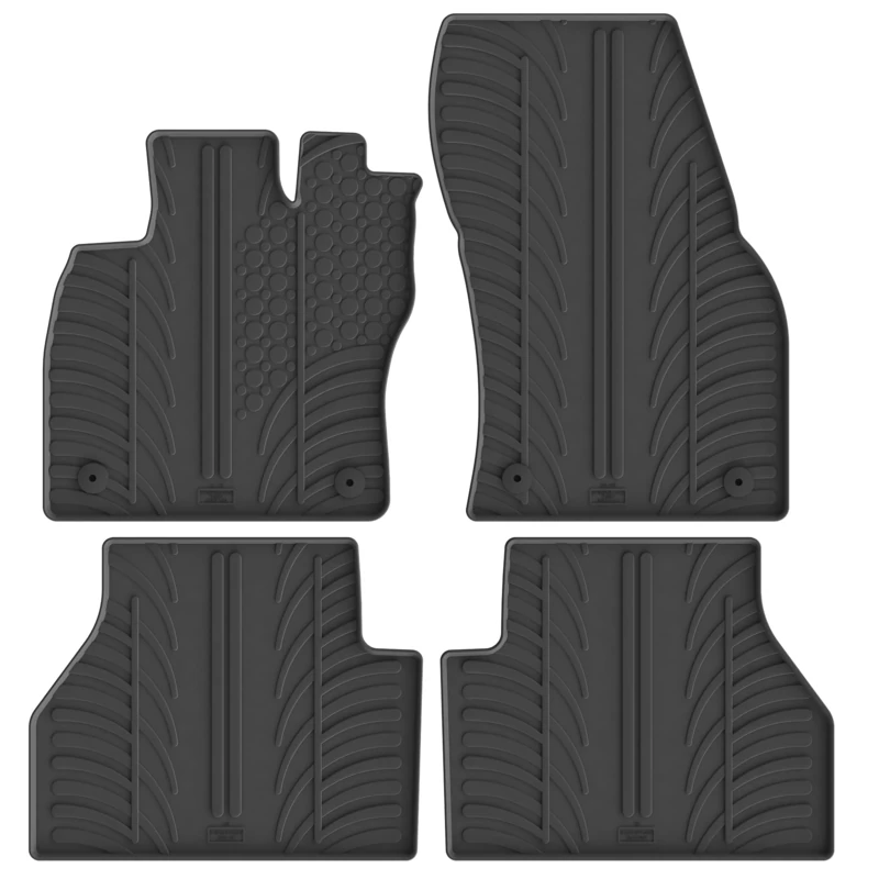 Gledring Rubber car mats set LHD compatible with Volkswagen Caddy V MPV 2020- & Ford Tourneo Connect (L1/L2) 2022- (T profile 4-pieces + mounting clips)