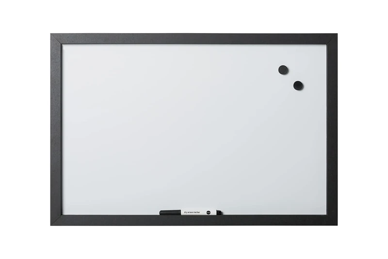 Bi-Office Optimum Magnetic Whiteboard Dry Erase Board Matt Black MDF Frame 60 x 45 cm