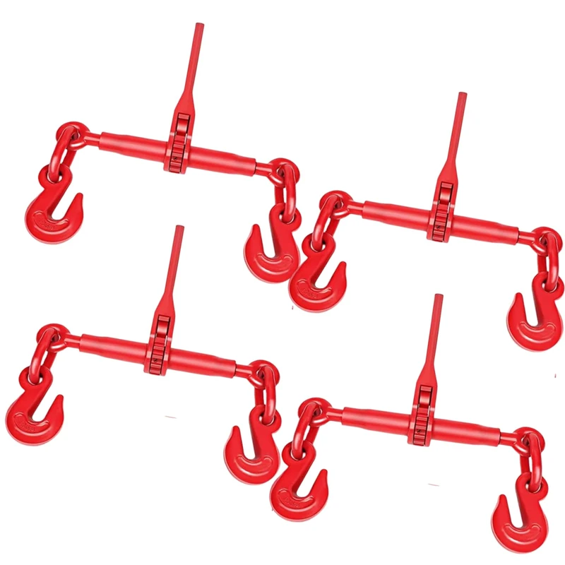GPOAS 4 Pack Ratchet Chain Binder, 1/4 to 5/16 Inch Load Binders 2600LBS Working Load Capacity, Breaking Strength 9200LBS Heavy Duty Ratchet Type Binder Ratchet Boomer to Truck Flatbed Trailer