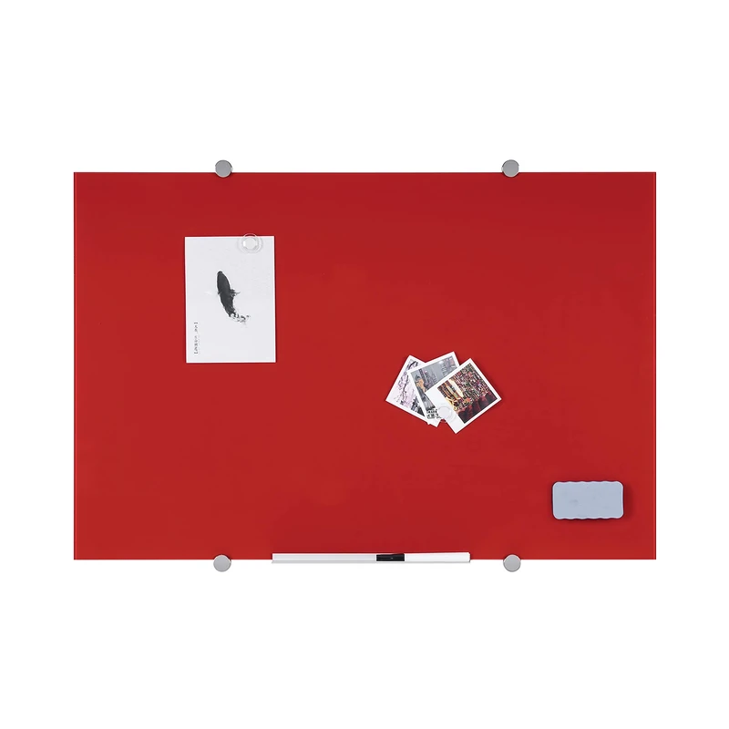 Bi-Office Dry Erase Non-Magnetic Glass Whiteboard - Red - 60 x 45 cm