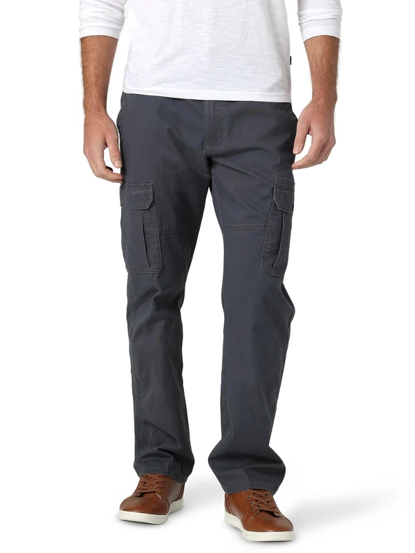Wrangler Authentics Men's Relaxed Fit Stretch Cargo Pant Casual, Anthracite Twill, 32W x 32L