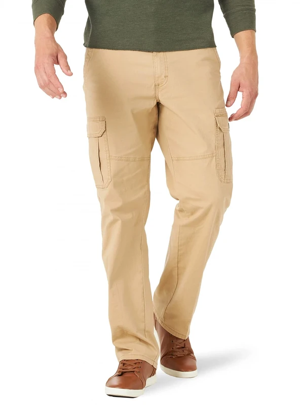 Wrangler Authentics Men's Relaxed Fit Stretch Cargo Pant, Travertine Ripstop, 36W x 32L