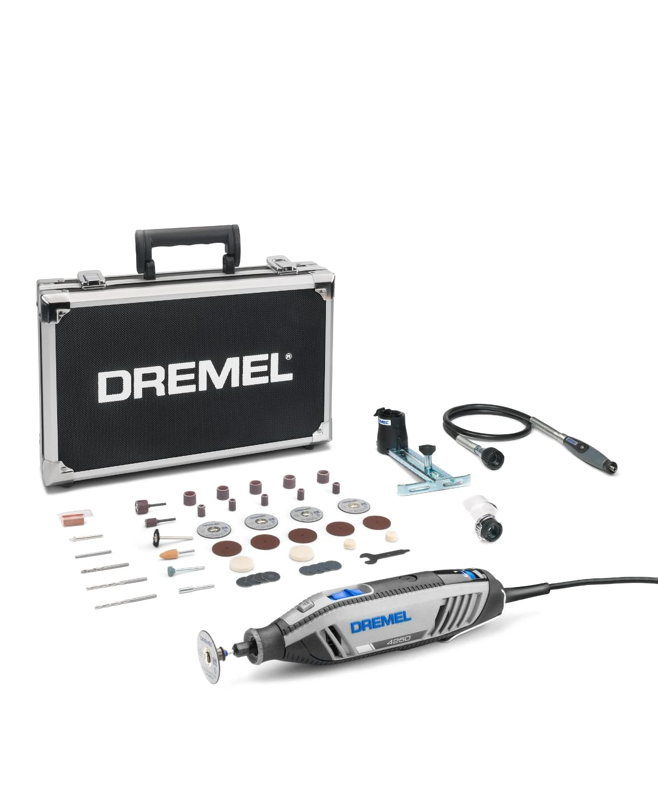 Dremel 4250 Rotary Tool 175 W, Amazon Exclusive Multitool Kit with 3 Attachments 45 Accessories, 175W Motor with Electronic Feedback, Variable Speed 5.000-35.000 RPM