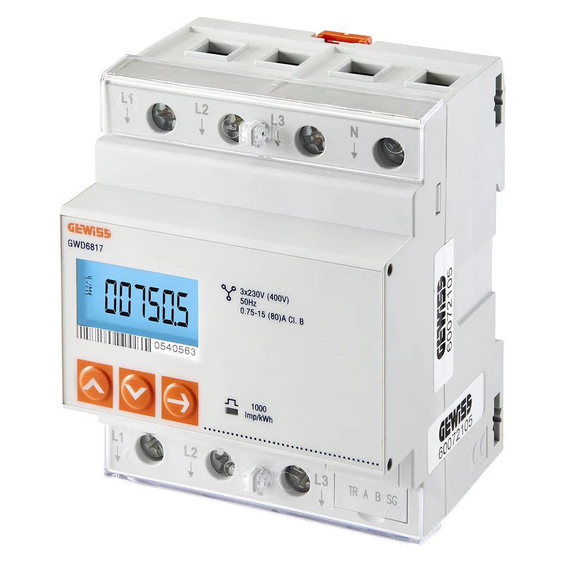 GEWISS Three Phase Energy Meter for Dynamic Charge Control on V.E. Recharge - GWD6817 - Image 1