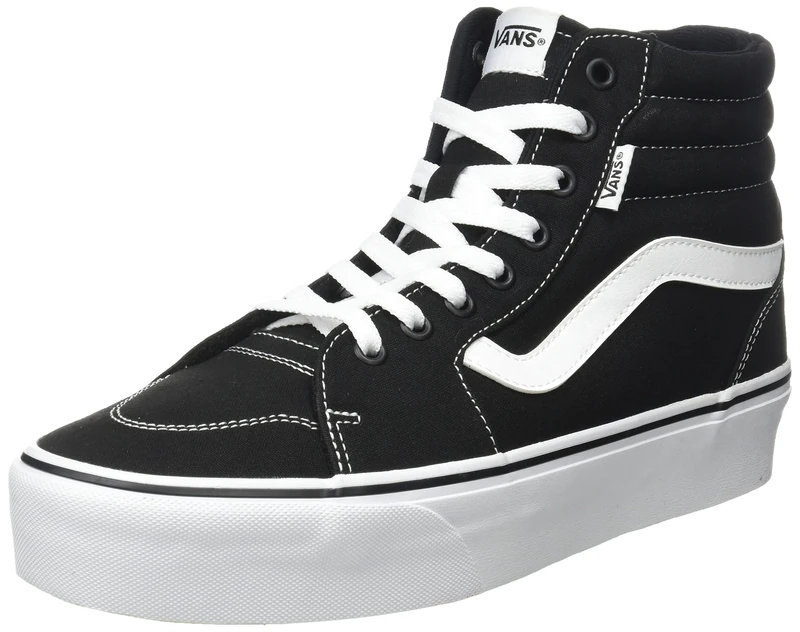 Vans Women's Sneaker, Hi-Top Trainers, Canvas Black White, 3 UK