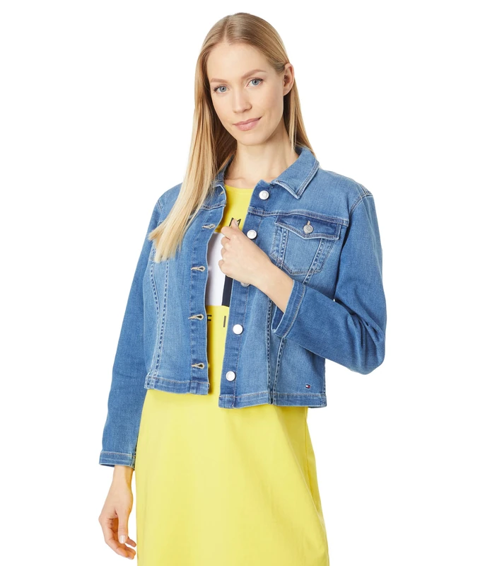 Tommy Hilfiger Women's Stretch Denim Jacket, Chesapeake Wash, XS