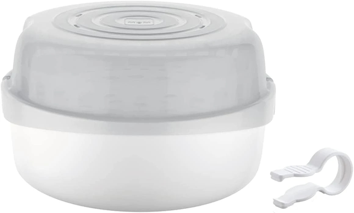 MAM Microwave Steriliser I for Quick and Easy Steam or Cold Water Sterilisation | Sterilises up to 6 X Bottles in 5 Minutes | Baby Accessories | Grey