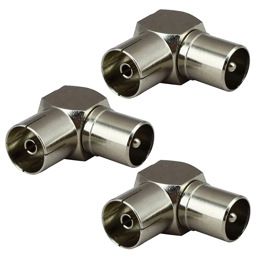 3 Pcs TV PAL Female to Male Coaxial Connector Right Angle TV Aerial F Plug RF Right Angle Adapter for TV Coax Aerial Cables