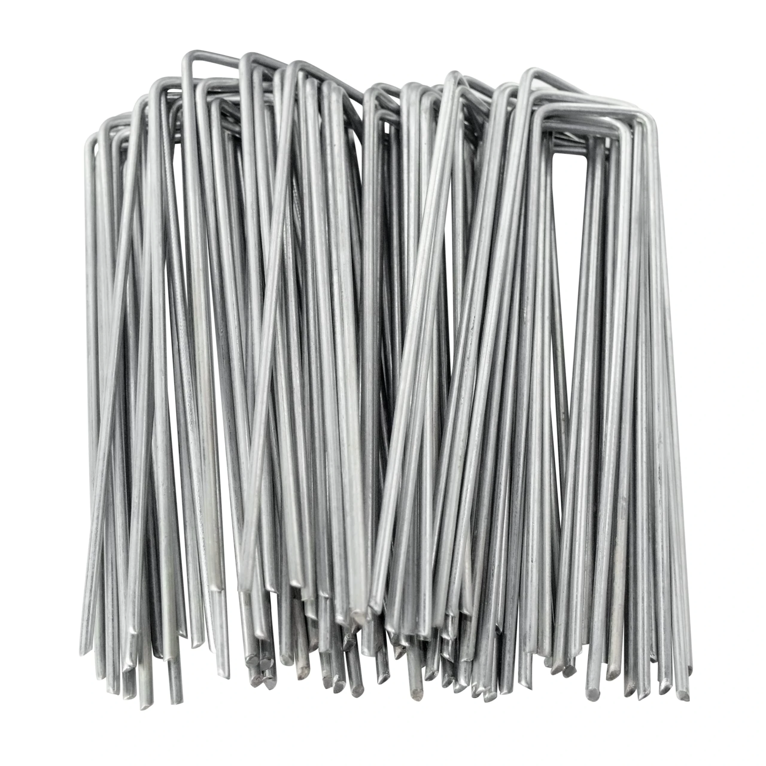 50 PCS Garden Pegs Galvanized Steel Ground Stakes Pins for Weed Barrier Fabric and Ground Cover Drip Irrigation,U Shaped Garden Securing Pegs 6 Inch sliver